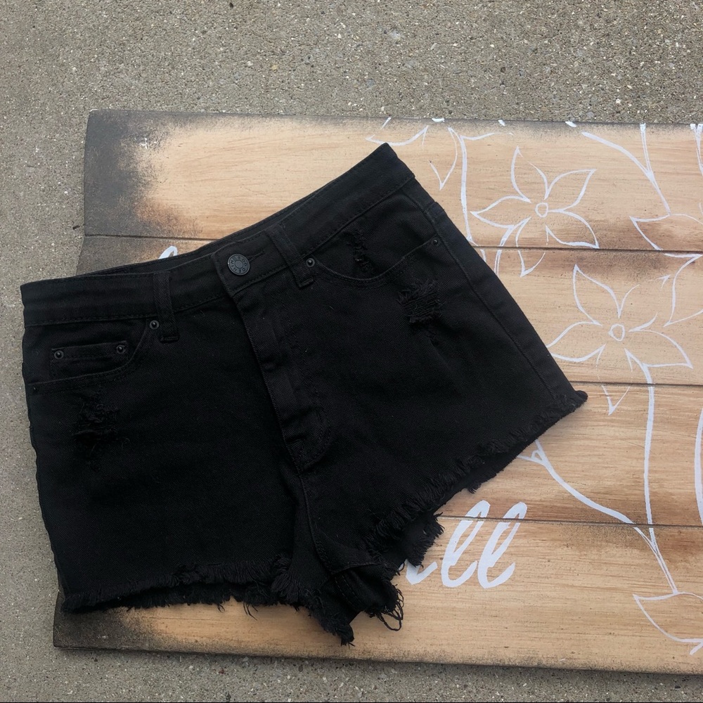 BDG Black Distressed High Rise Jean Shorts Size 27